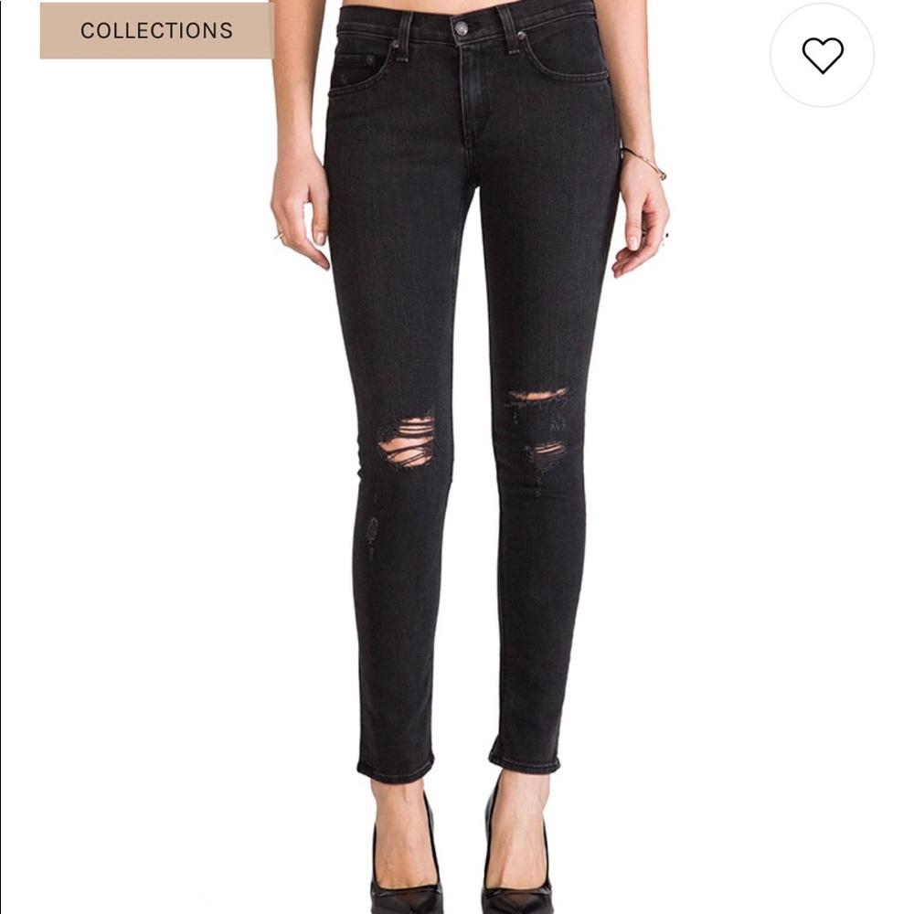Rag and bones skinny jeans in rock with holes